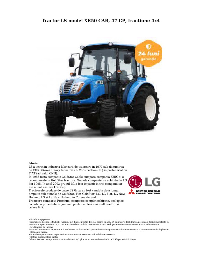 Tractor LSmodel XR50 CAB, 47 CP, Tractiune 4 X 4 | PDF