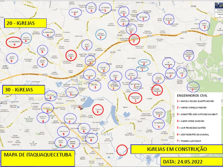 MAPA DE ITAQUAQUECETUBA IGREJAS Atualizado em 27.03.2022 ENGENHEIROS
