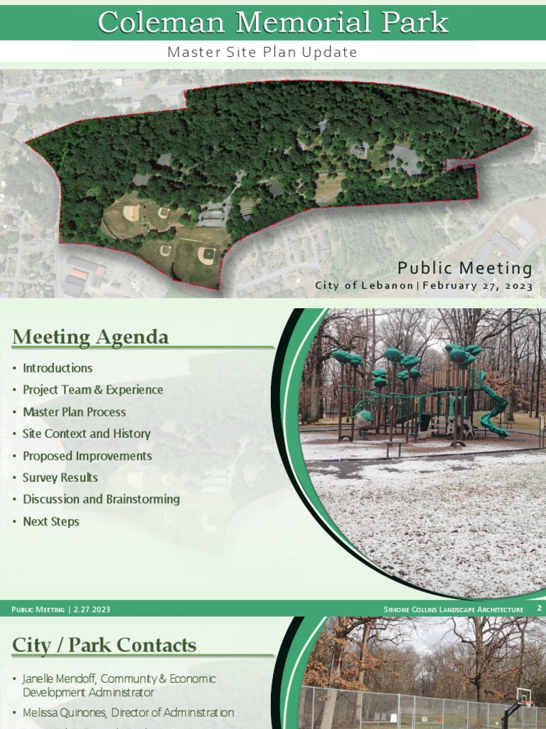 Coleman Memorial Park Master Plan PDF Parks Landscape