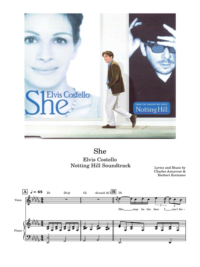 Elvis Costello Notting Hill Soundtrack: Lyrics and Music by Charles