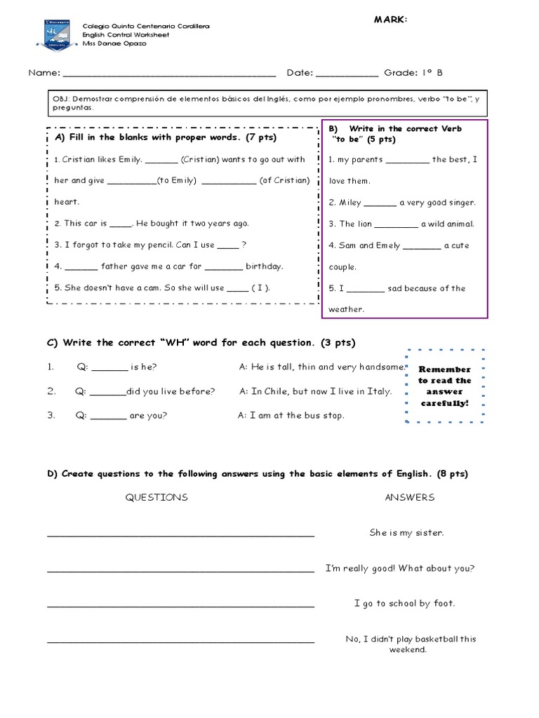 Control Inglés | PDF