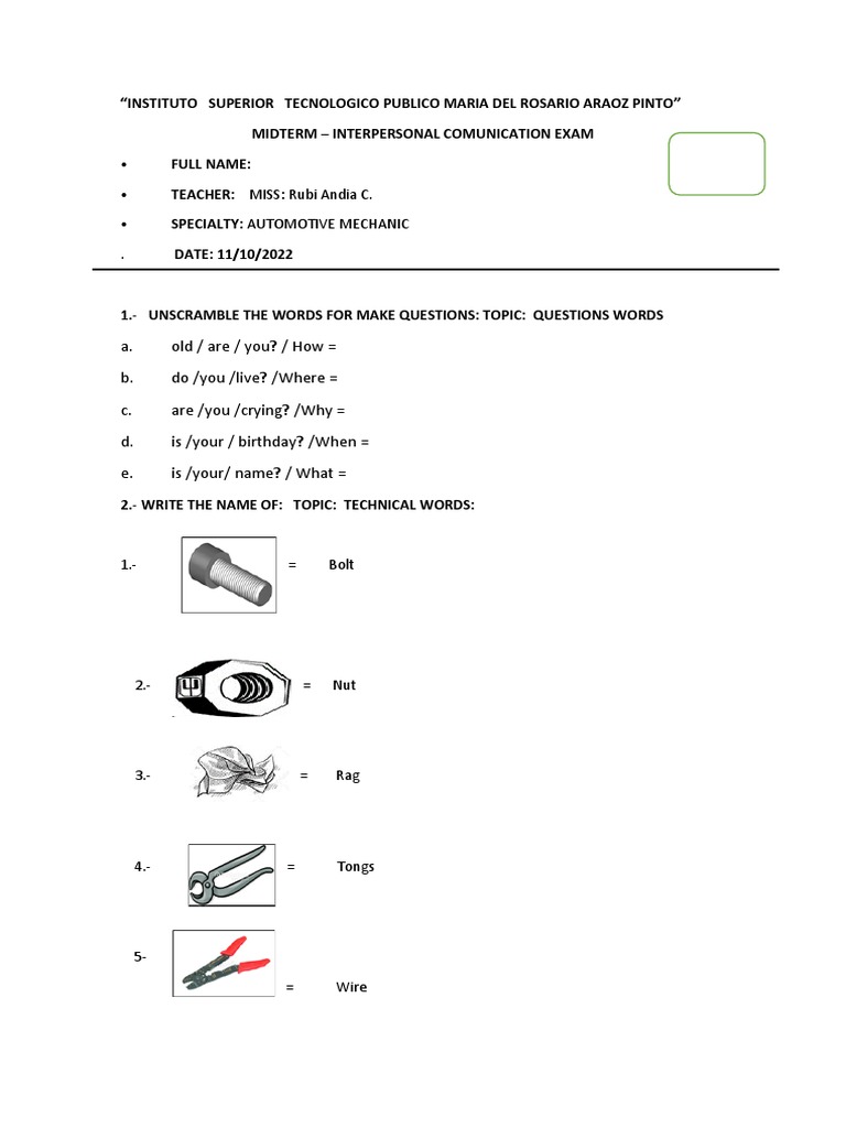 Mario MIDTERM EXAM AUTOMOTIVE MECHANIC PDF