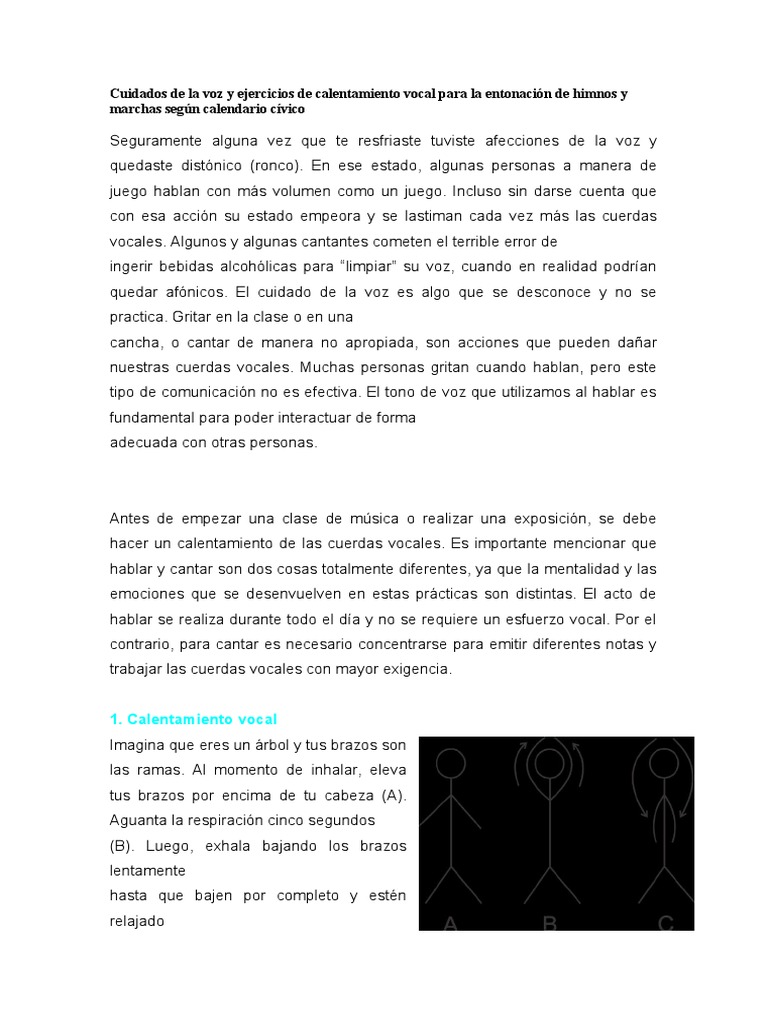 1° Cuidados de La Voz y Ejercicios de Calentamiento Vocal para La ...
