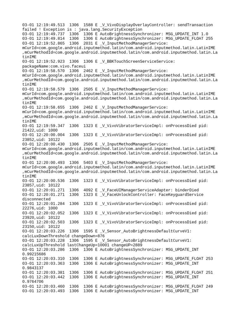 Vivo System Error Log Analysis | PDF | Technology & Engineering