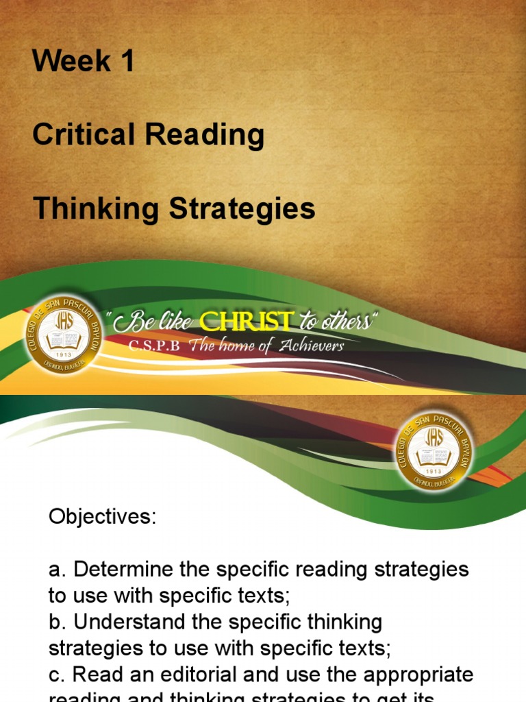 Week 1 Reading Writing 2 PDF Critical Thinking Thought