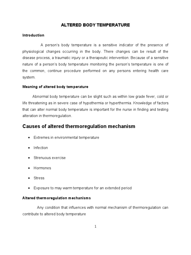 Altered Body Temperature | PDF | Thermoregulation | Fever