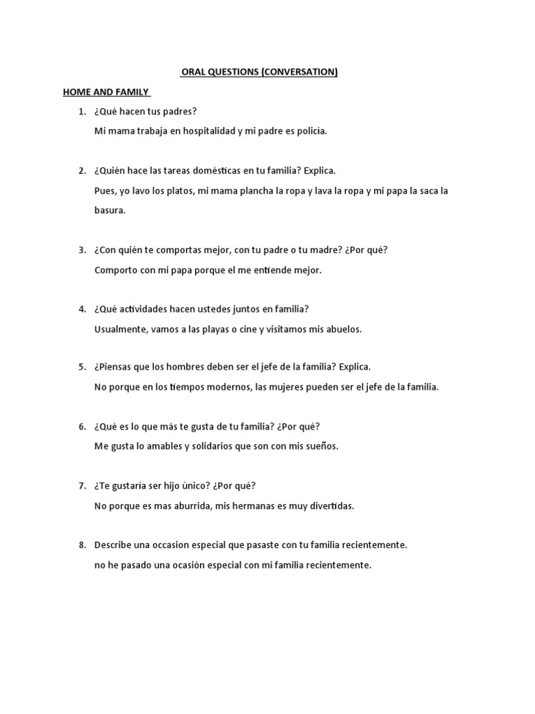 CXC Spanish Orals Sample PDF Deportes
