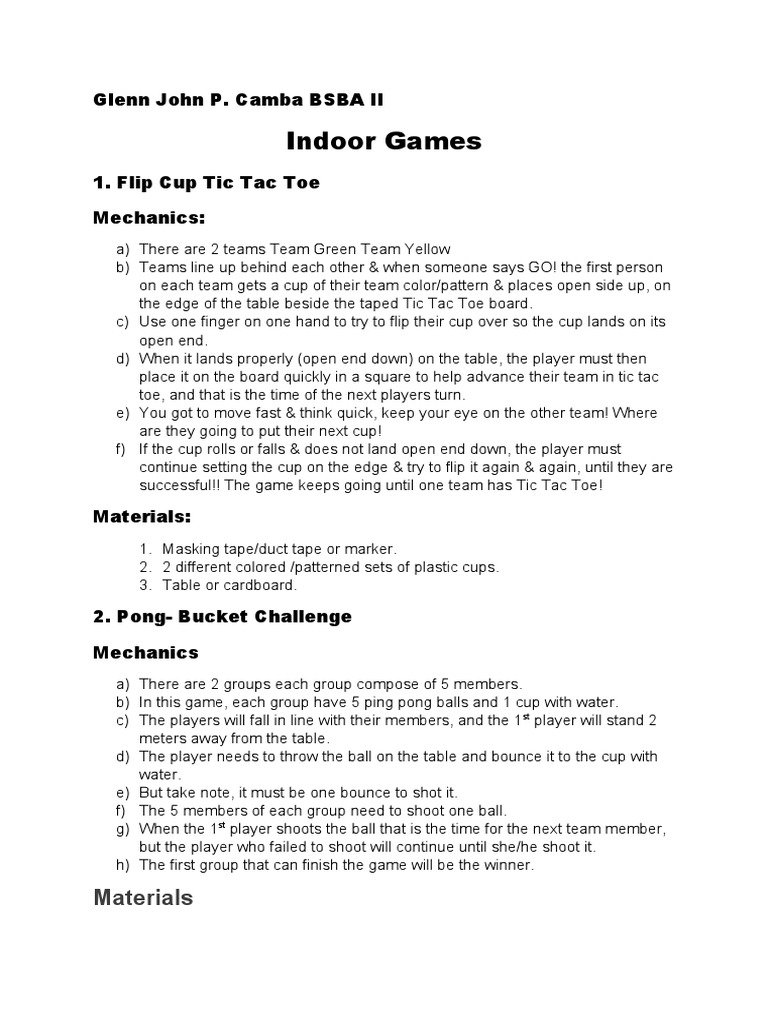 Indoor Games | PDF