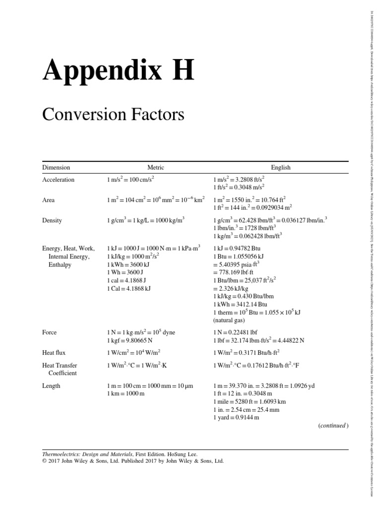 Thermoelectric Conversion Factors | PDF | Viscosity | Gallon