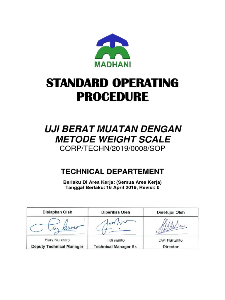 SOP Uji Berat Muatan Metode Weight Scale | PDF | Sains & Matematika