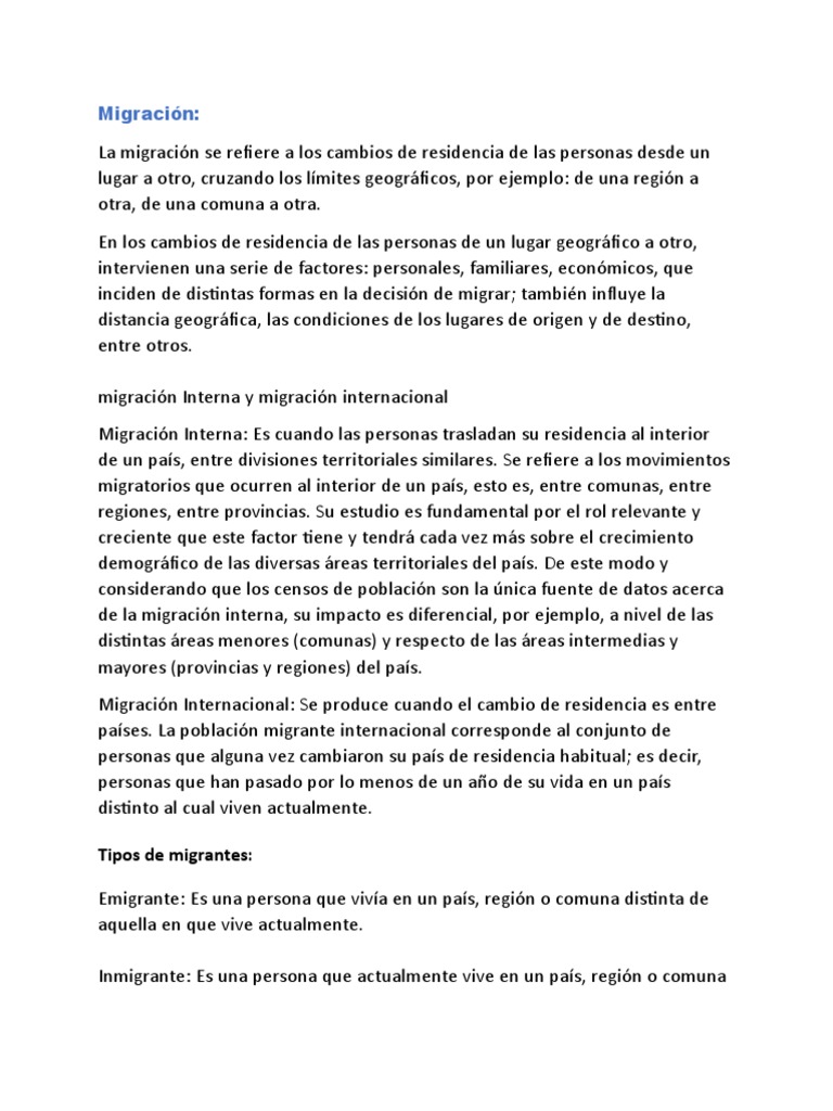 Tipos y Consecuencias de la Migración | PDF | Migración humana