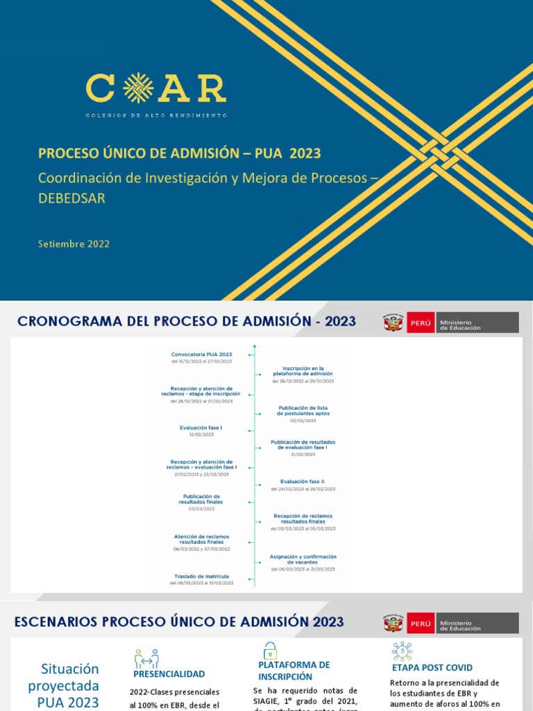 Proceso Único de Admisión PUA 2023 | PDF | Evaluación