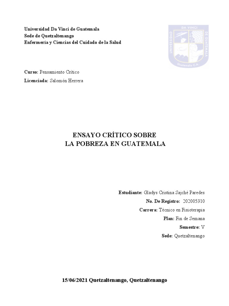 Causas de la Pobreza en Guatemala | PDF | Pobreza | Pobreza e indigencia