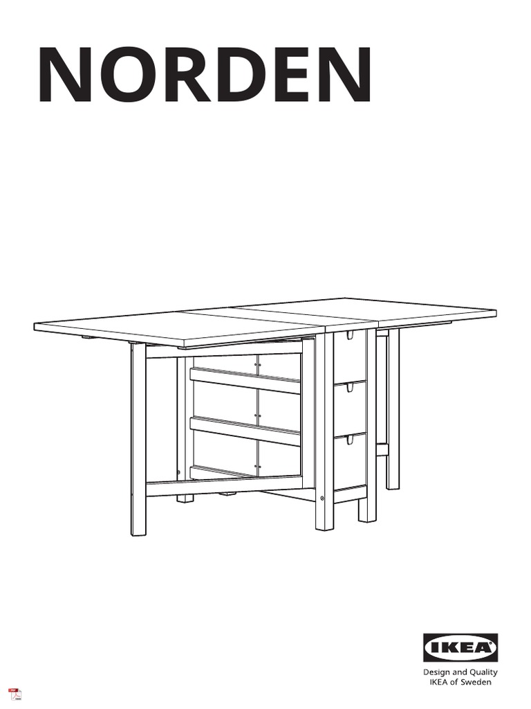 Ikea NORDEN Gateleg Table Installation Guide PDF