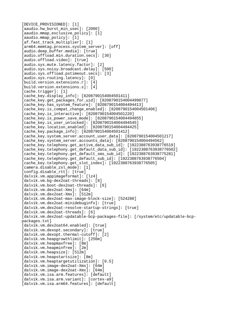 Android System Configuration Data | PDF | Computing | Computer Engineering