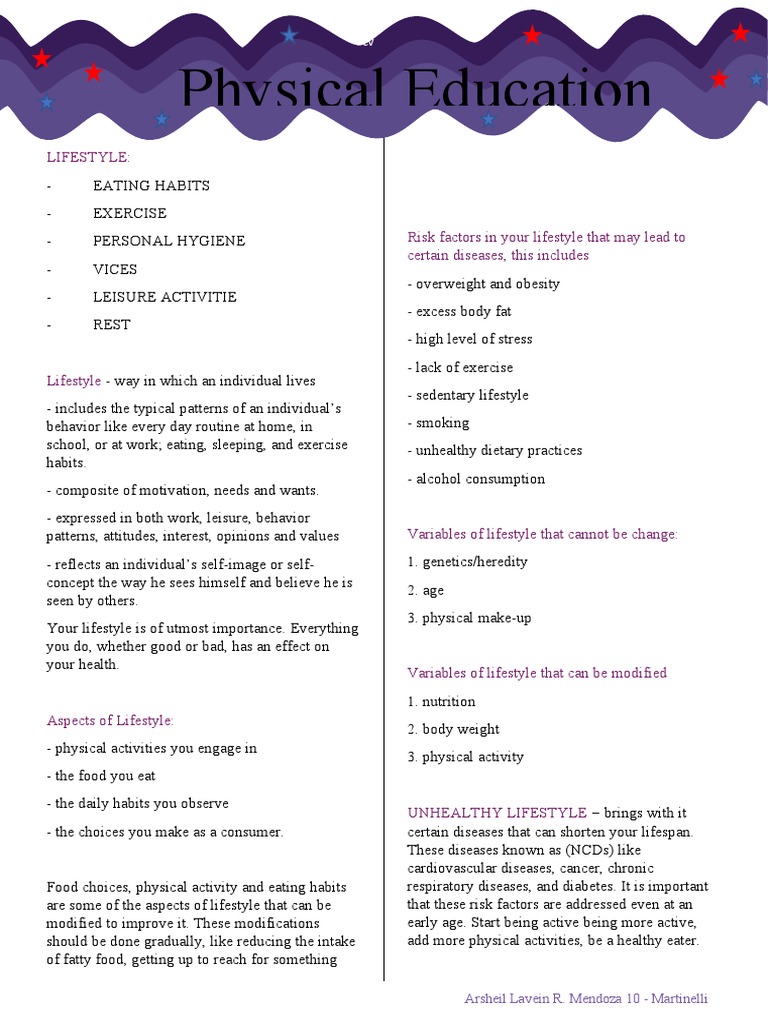 Physical Education: Lifestyle | PDF | Wellness