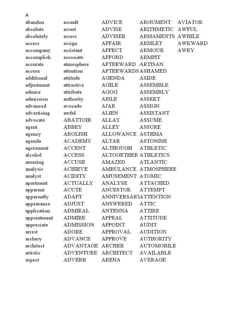 Word List | PDF