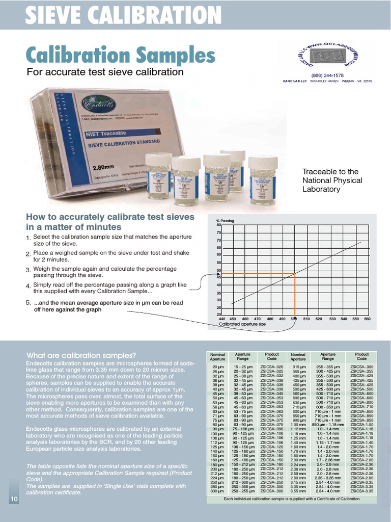 Sieve Calibration Beads 0610 Brochure Manual QC PDF