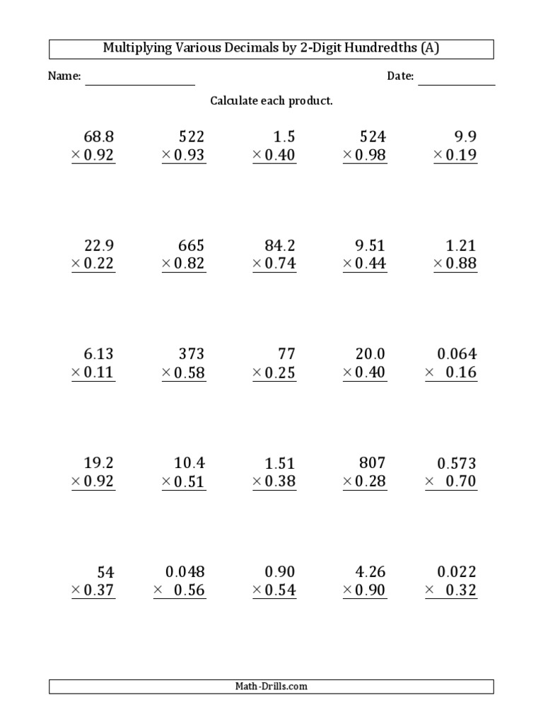 Multiplying Decimals by Whole Numbers | PDF | Arithmetic | Mathematics