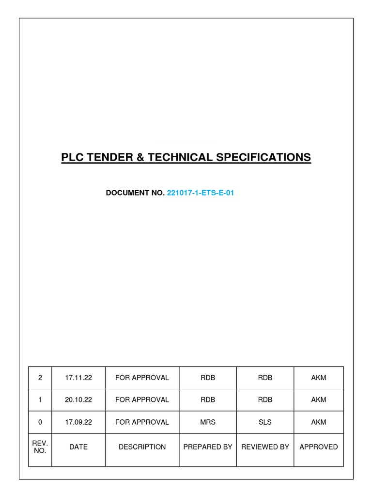 PLC Tender - R2 - 17.11.22 | PDF | Programmable Logic Controller ...