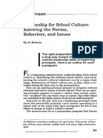 Roberts1993 - Leadership For School Culture: Knowing The Norms, Behaviors, and Issues