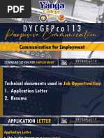 DYCGEPco113 Purposive Communication Lesson 13 Communication For Employment