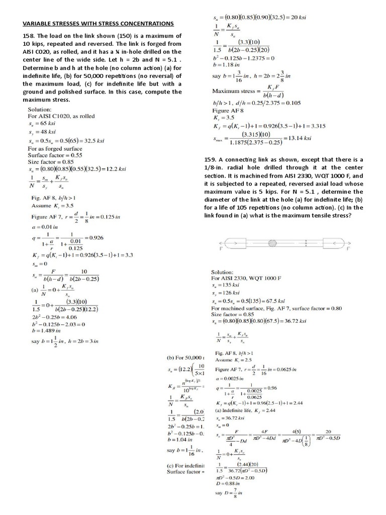 Variable Stresses With Stress Concentrations | PDF | Strength Of ...