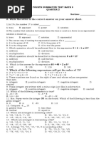 Fourth Summative Test in Math 6