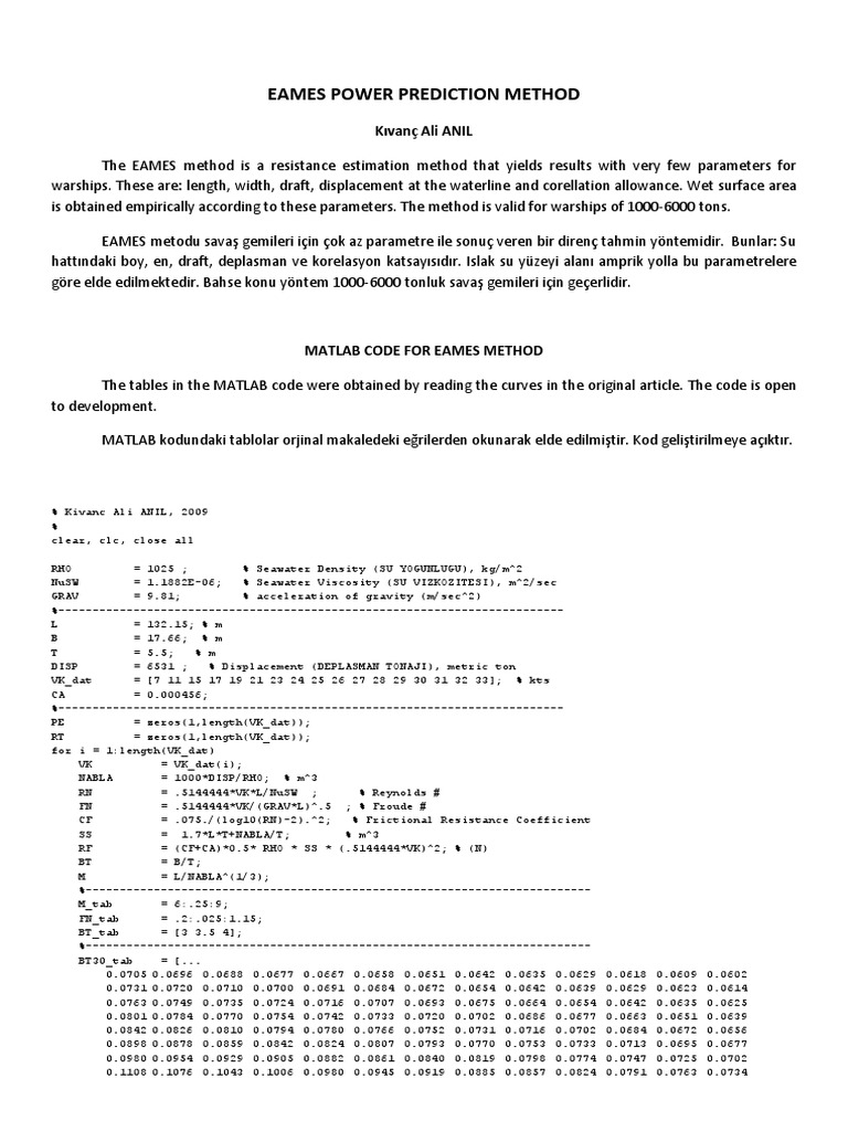 Eames Power Prediction Method | PDF | Mechanics | Classical Mechanics
