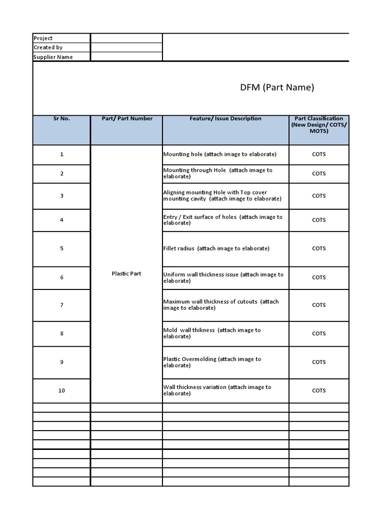 DFM Template PDF Metalworking Mechanical Engineering