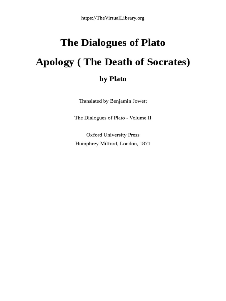 The Dialogues of Plato Apology PDF PDF Apology (Plato) Plato