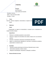 Aula 02 - Química Inorgânica Nomenclatura e Reação de Neutralização de Ácidos e Bases.