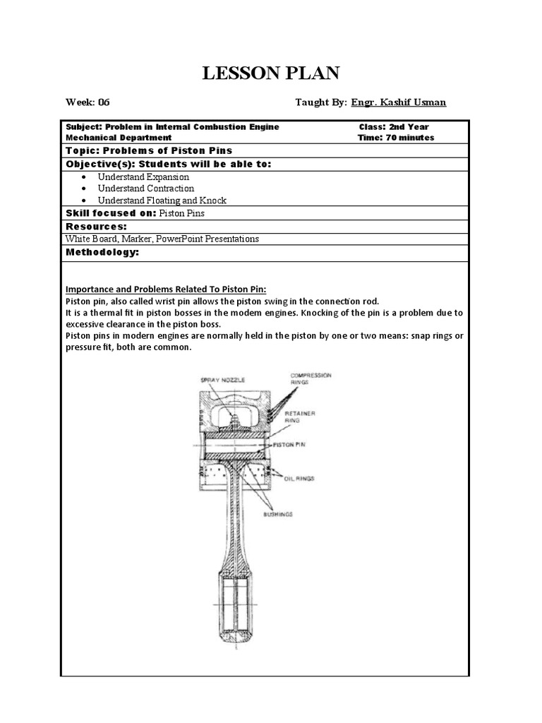 LP7 Problems of Piston Pins Done PDF Piston Thermal Expansion