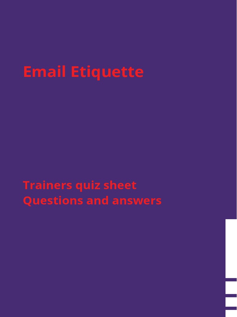 Email Etiquette Quiz Trainer | Download Free PDF | Paragraph | Computing