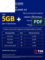 TIM Pré Top Classic 3.0 - 5GB por até 30 dias com ligações e SMS ilimitados