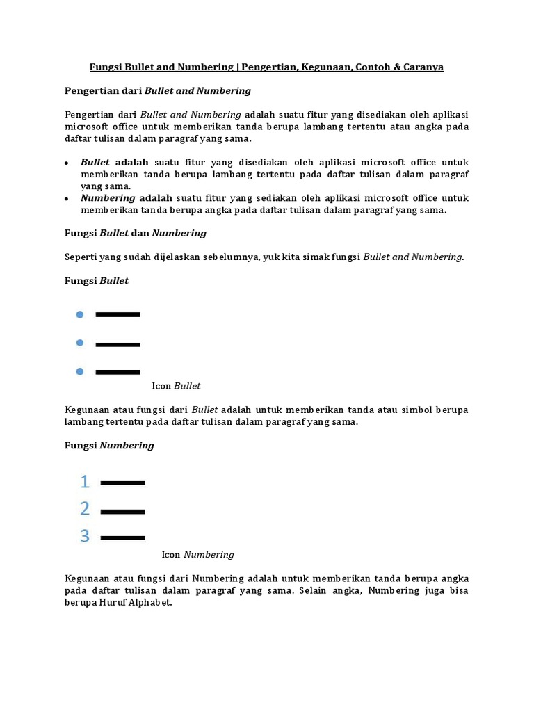 Fungsi Bullet dan Numbering di Microsoft Office | PDF | Karier ...