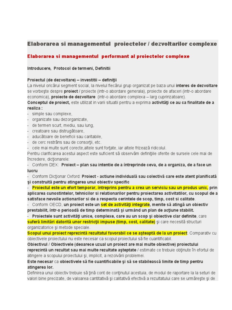 Elaborarea Si Managementul Proiectelor | PDF