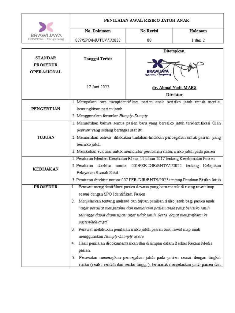 Menilai Risiko Jatuh Pada Pasien Anak Baru Pdf