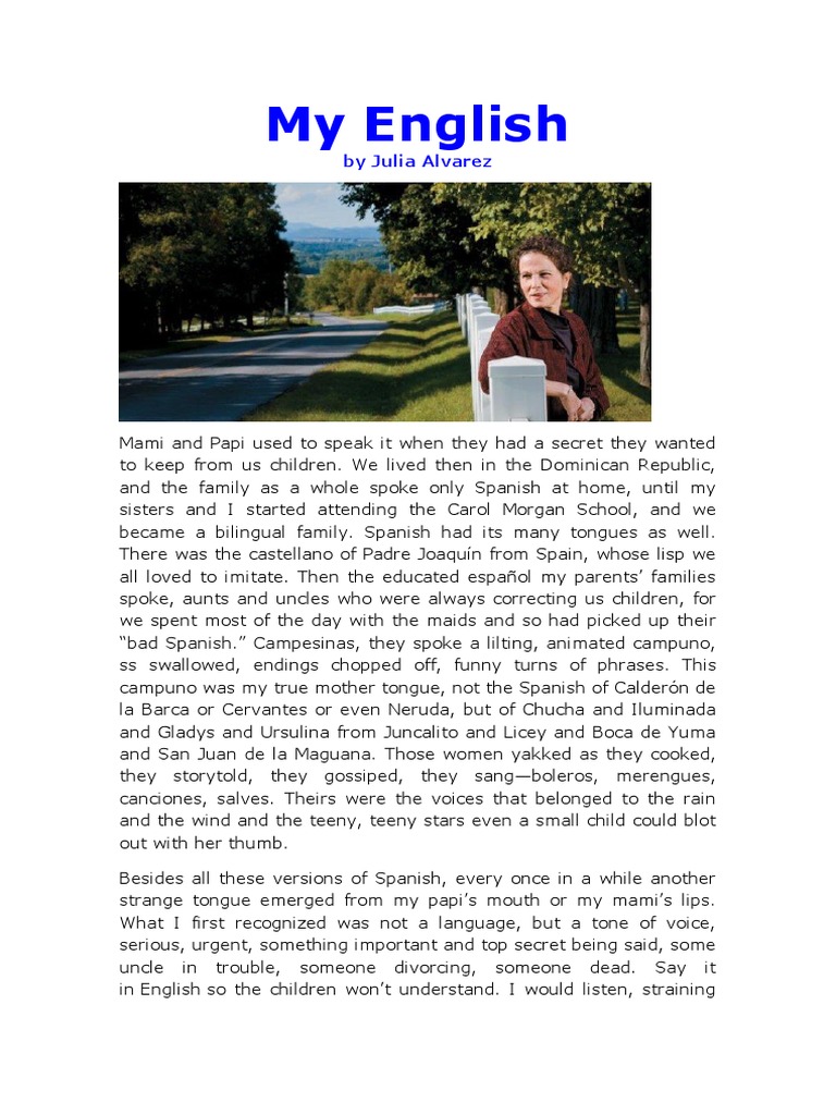 My English by Julia Alvarez | PDF | English Language | Linguistics