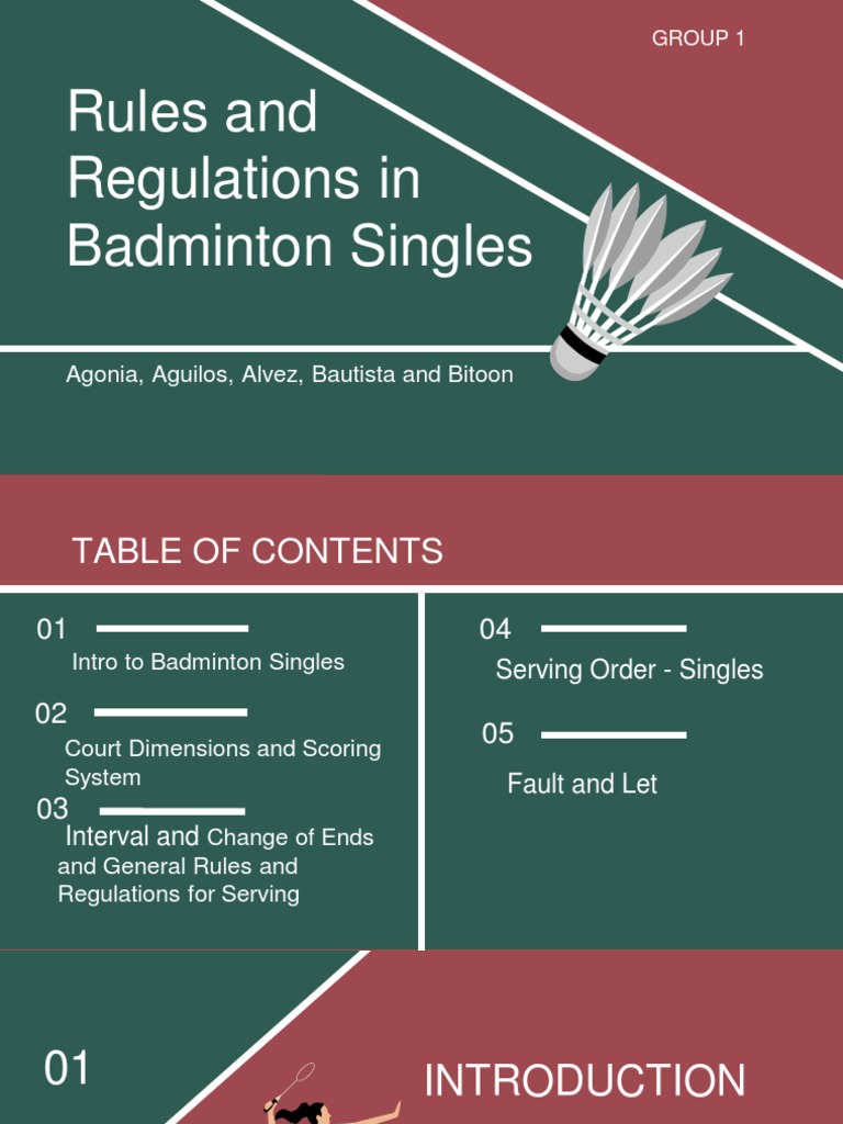 G1 Rules and Regulations in Badminton Singles 1 PDF Games Of