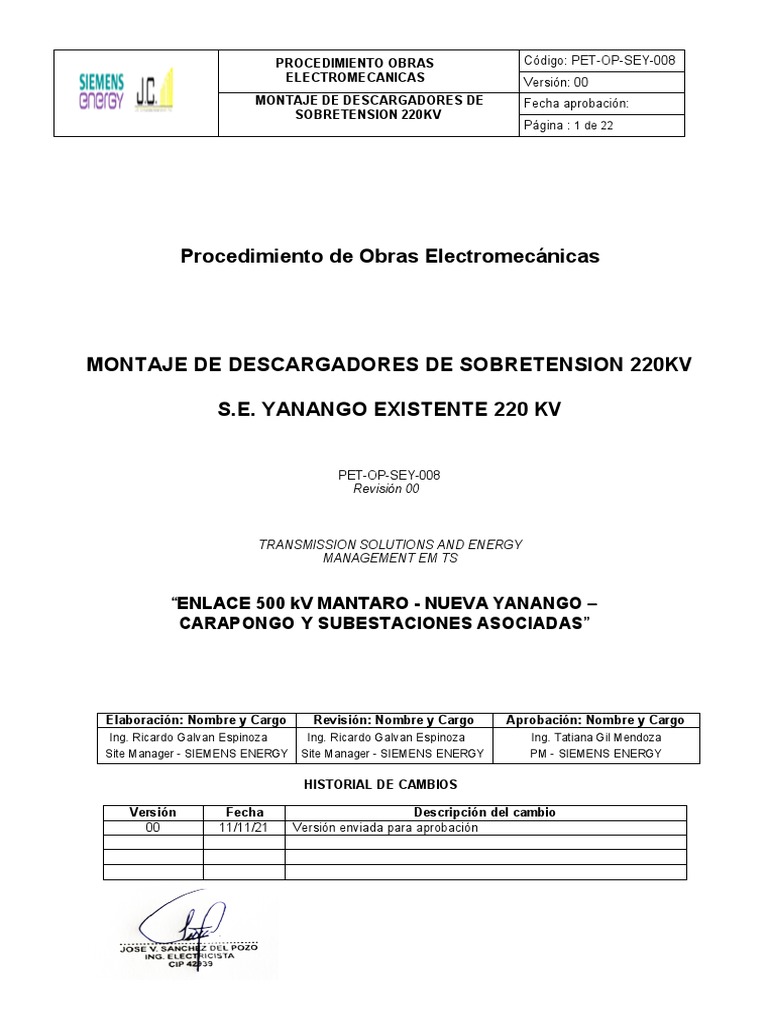 Pet op sey 008 montaje de descargador de sobretension 220kv
