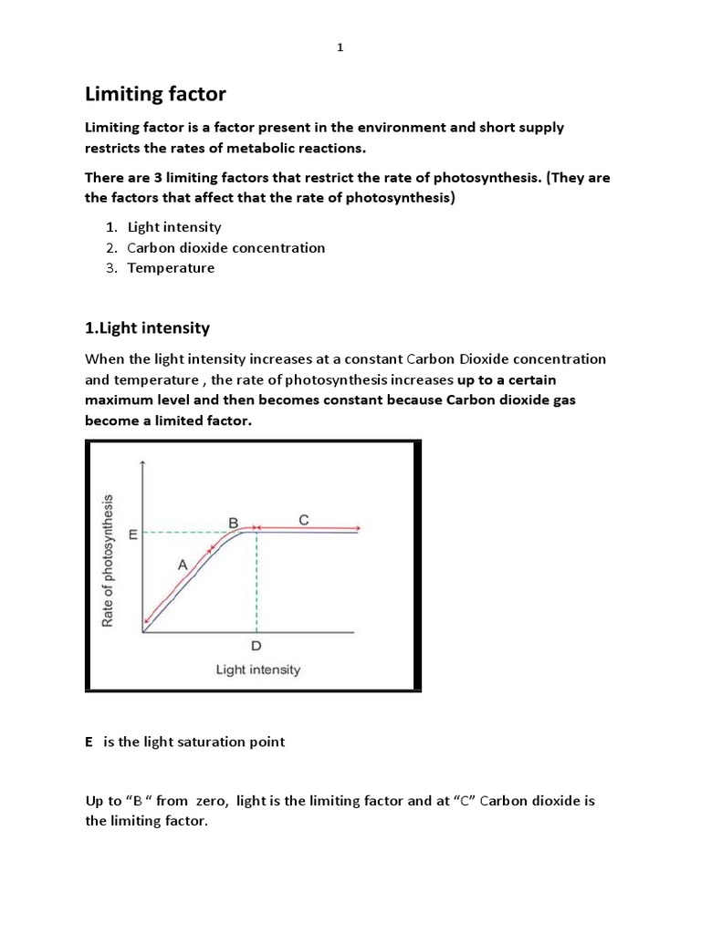 Photosynthesis Limiting Factors | PDF | Science & Mathematics
