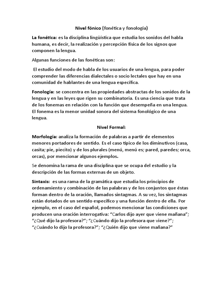Unidad 2.1 Morfologia Linguistica PDF Fonología Palabra