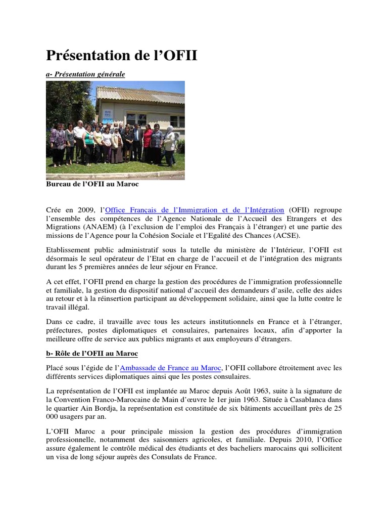 Coordonnées de l'OFII à Casablanca | PDF | Immigration | Visa (Document)