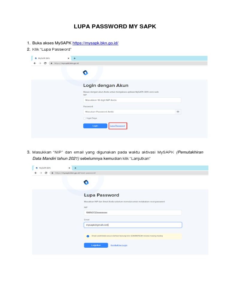 Cara Reset Password MySAPK | PDF
