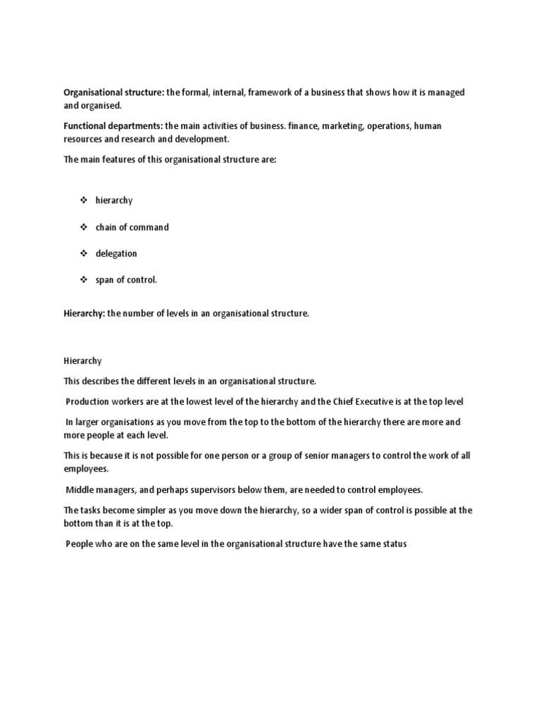 Business Chapter 7 Unit 2 Summarisation | PDF | Organizational ...