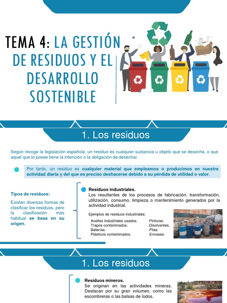 TEMA 4 - La Gestión de Residuos y El Desarrollo Sostenible | PDF ...