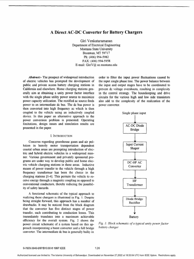 A Direct Ac Dc Converter For Battery Chargers Download Free Pdf
