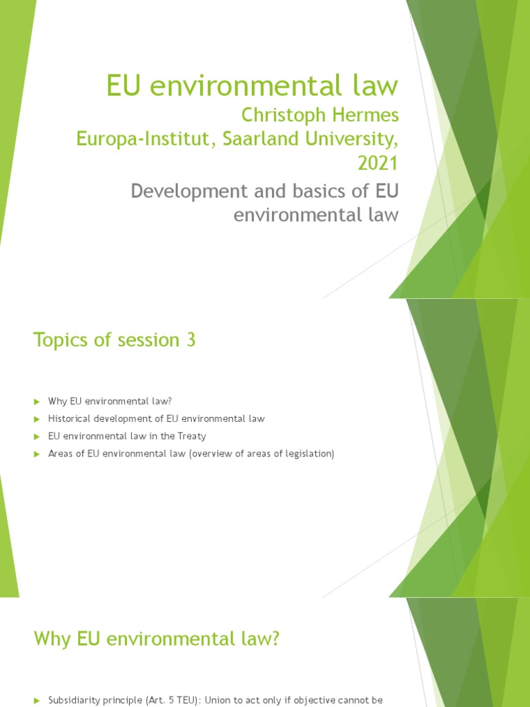 Development and Basics of EU Environmental Law PDF Environmental
