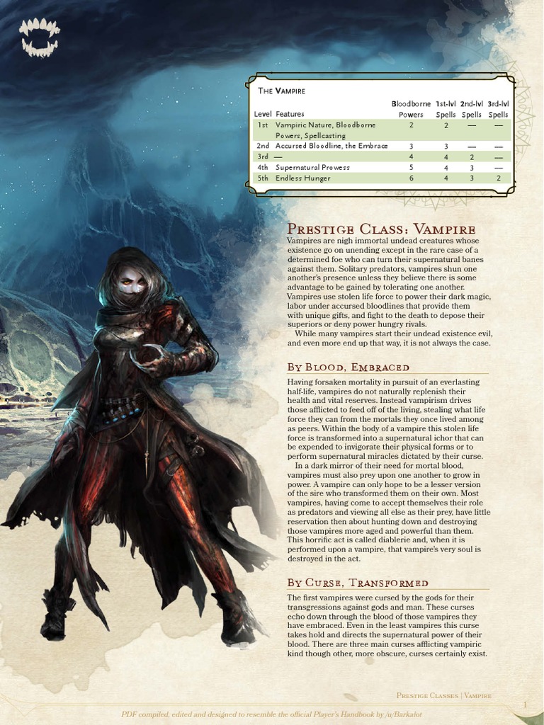 Vampire Prestige Class Guide | PDF | Vampires